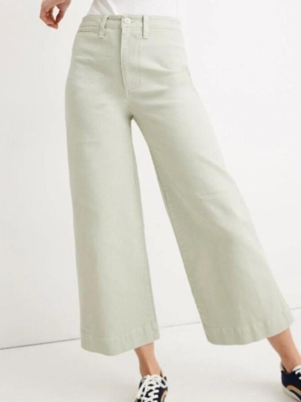 Madewell Emmett Patch-Pocket Wide-Leg Pants in Light Sage